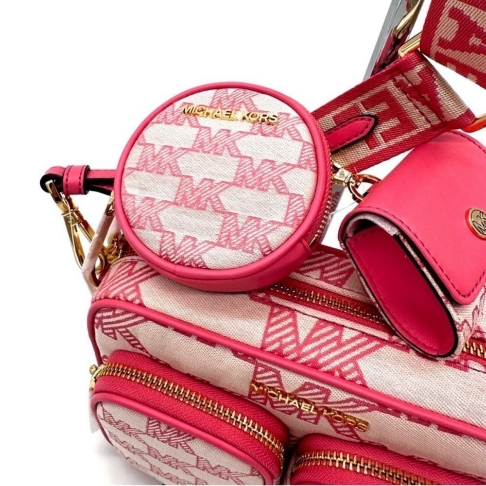 Michael Kors Jet Set Medium Crossbody Bag Tech Accessories Attached Tea Rose - Picture 9 of 13